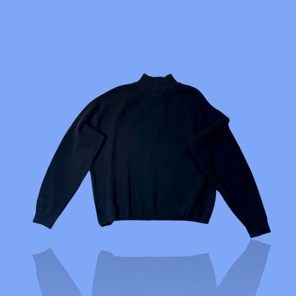 Oscar de la Renta Men's Black Cotton Blend Quarter Zip Collared Sweater Sz XXL